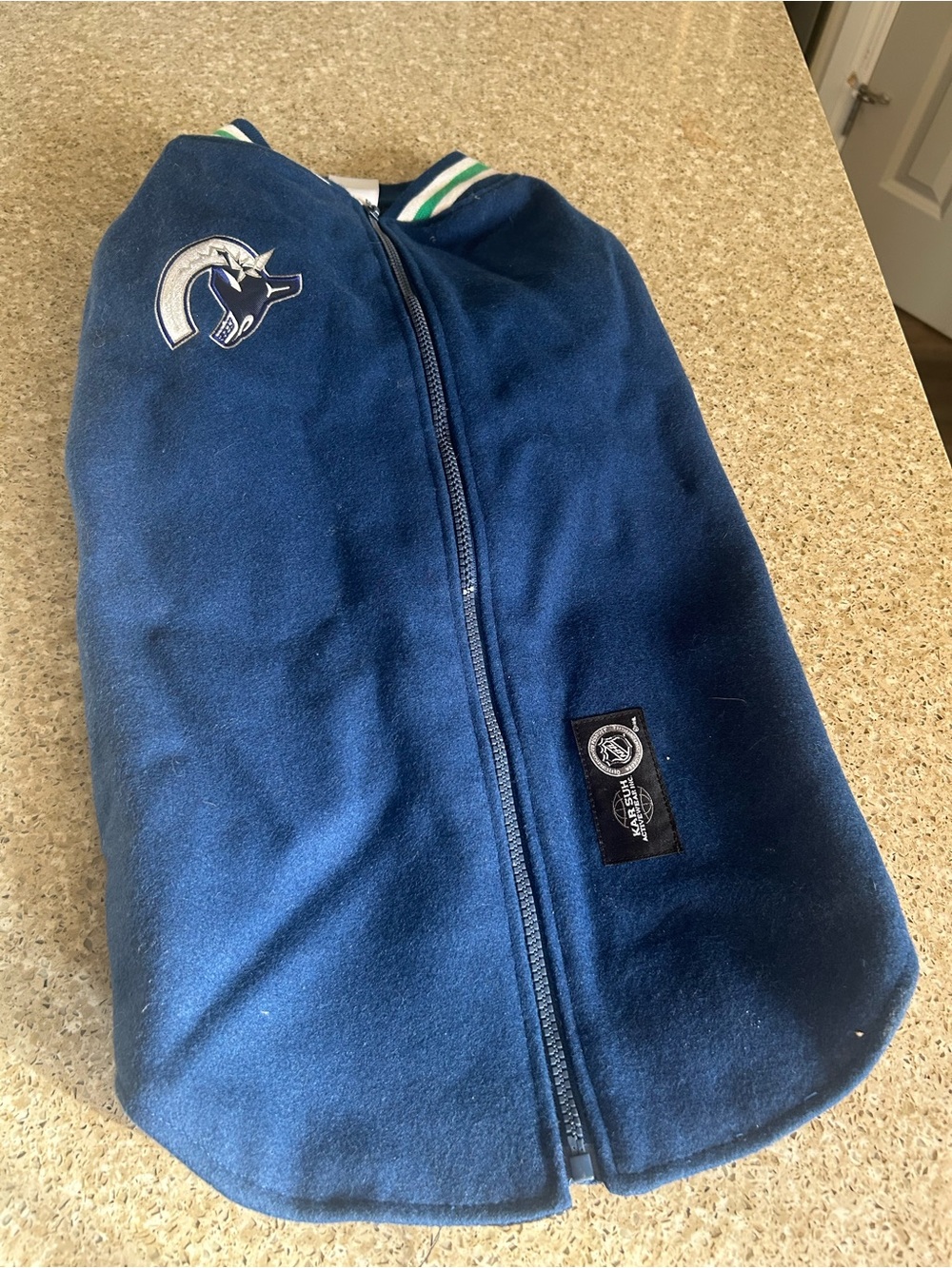 NHL Vancouver Canucks Navy Fleece Zip Dog Jacket